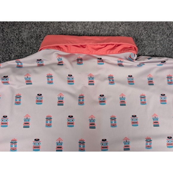 Waggle Golf Polo Shirt Mens Large Tiki All Over Print Performance - Picture 7 of 7
